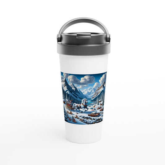 White 15oz Stainless Steel Travel Mug - Winter 107