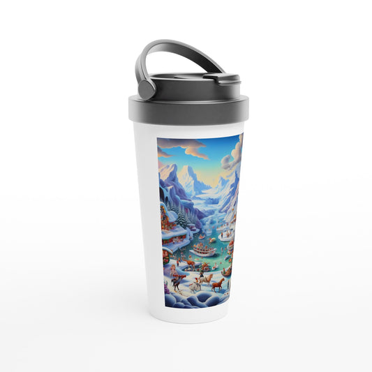 White 15oz Stainless Steel Travel Mug - Winter 169