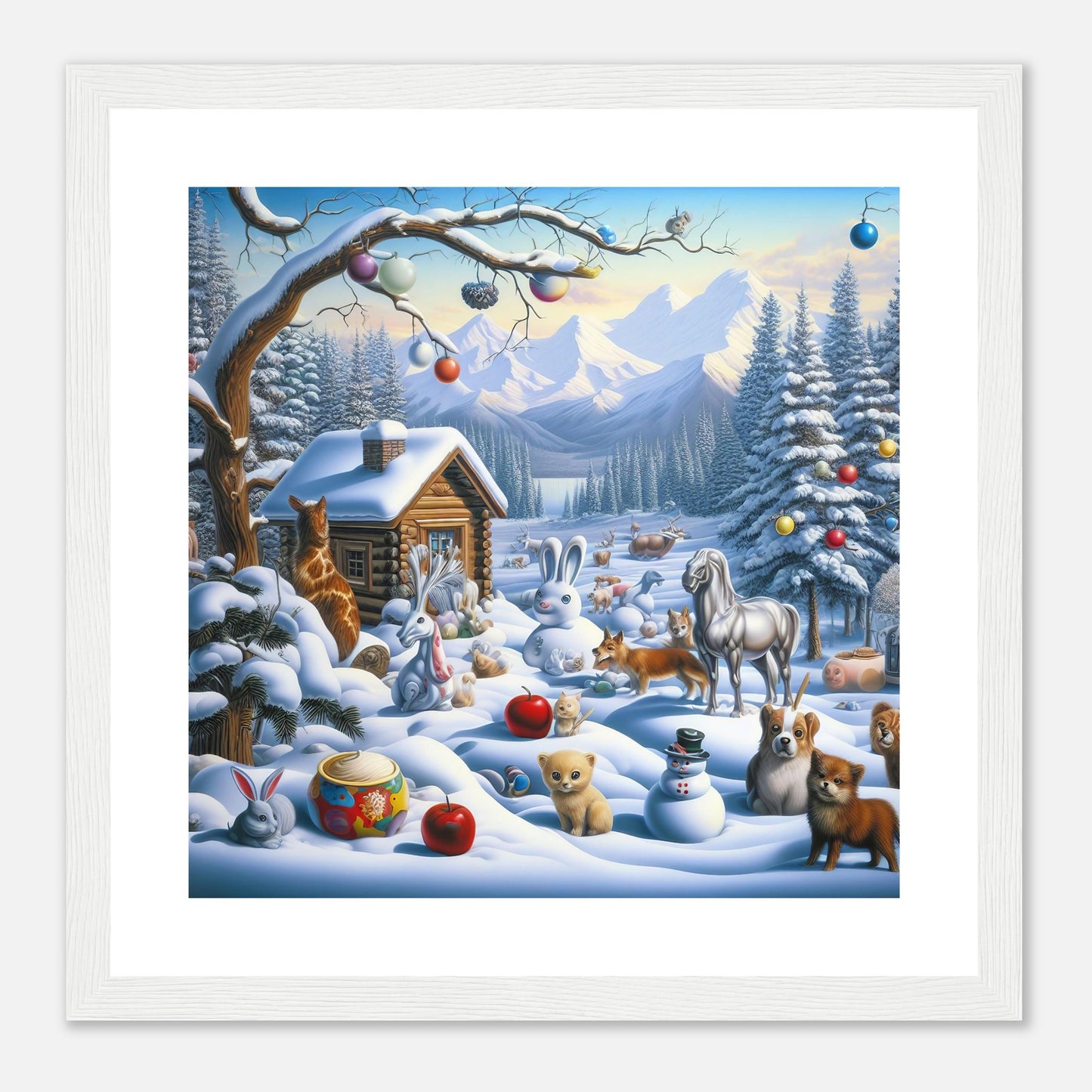 Wall Art - Winter 48 - Rabbit and a fox