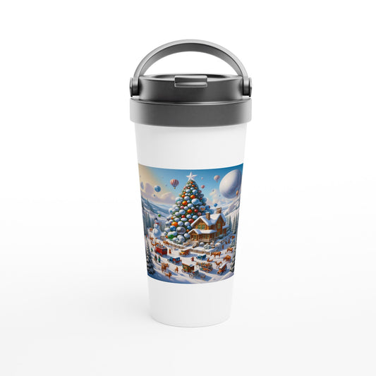 White 15oz Stainless Steel Travel Mug - Winter 96