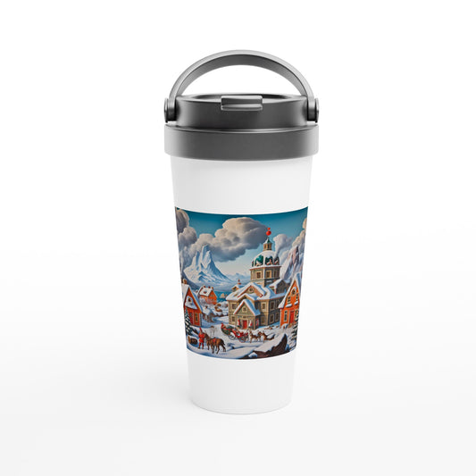 White 15oz Stainless Steel Travel Mug - Winter 124