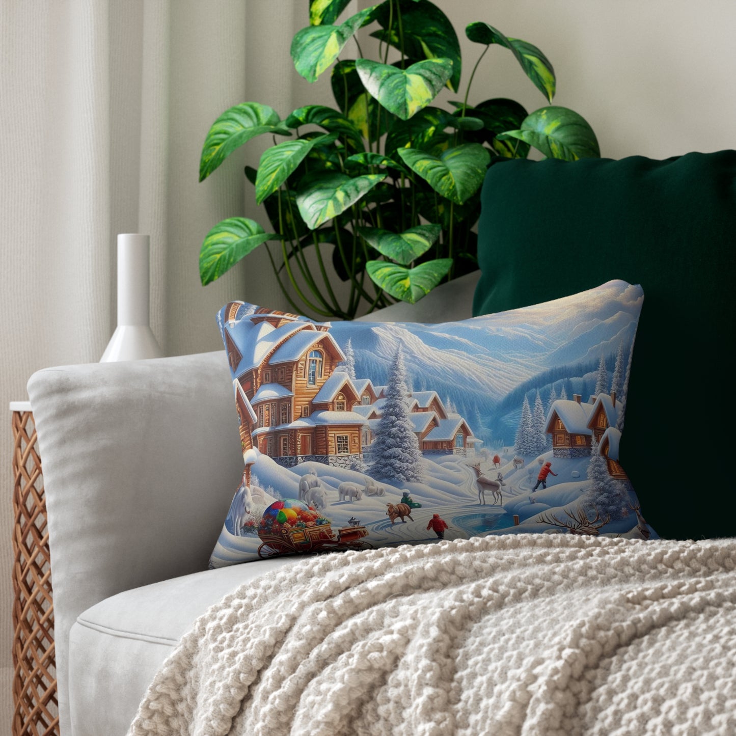 Spun Polyester Lumbar Pillow - Winter 115