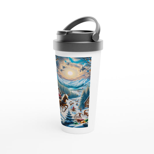 White 15oz Stainless Steel Travel Mug - Winter 151