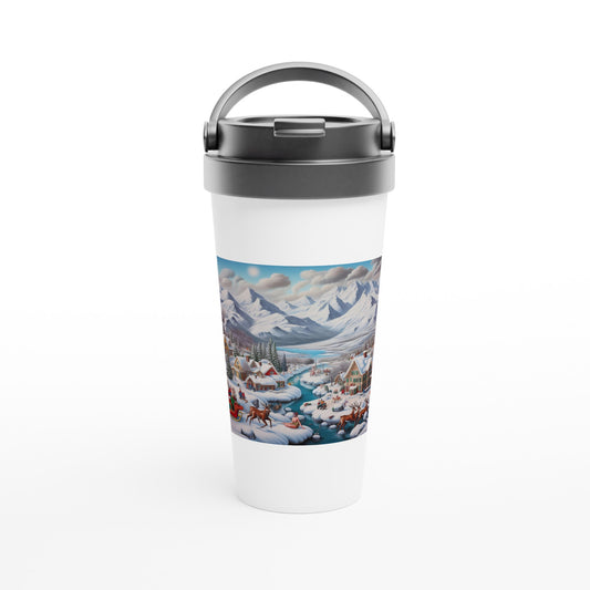 White 15oz Stainless Steel Travel Mug - Winter 109