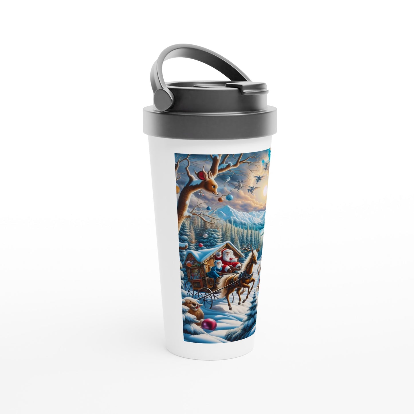 White 15oz Stainless Steel Travel Mug - Winter 151