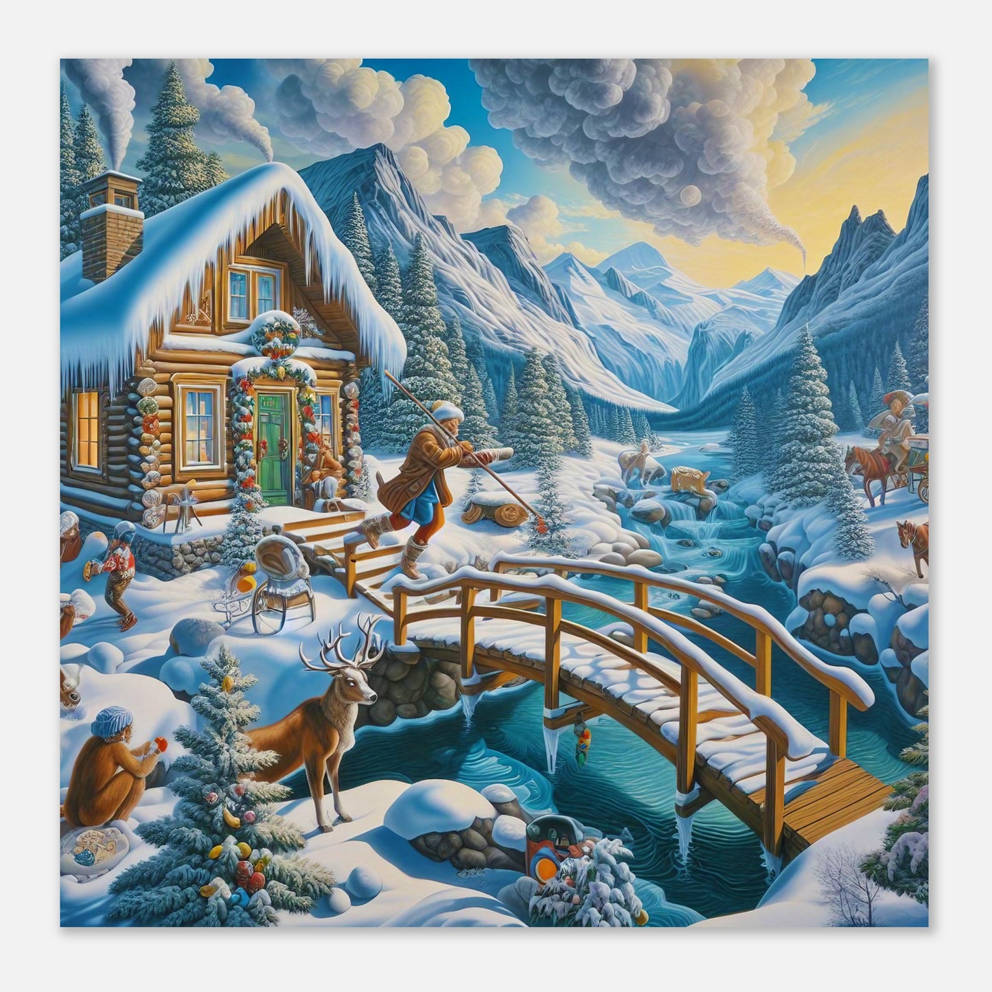 Wall Art - Winter 53 - Man and footbridge