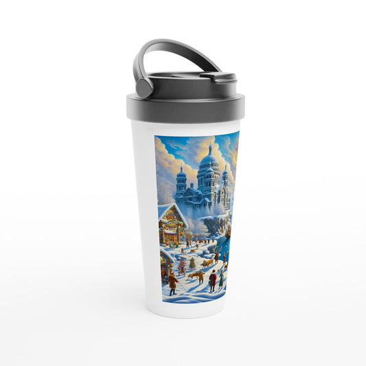 White 15oz Stainless Steel Travel Mug - Winter 154