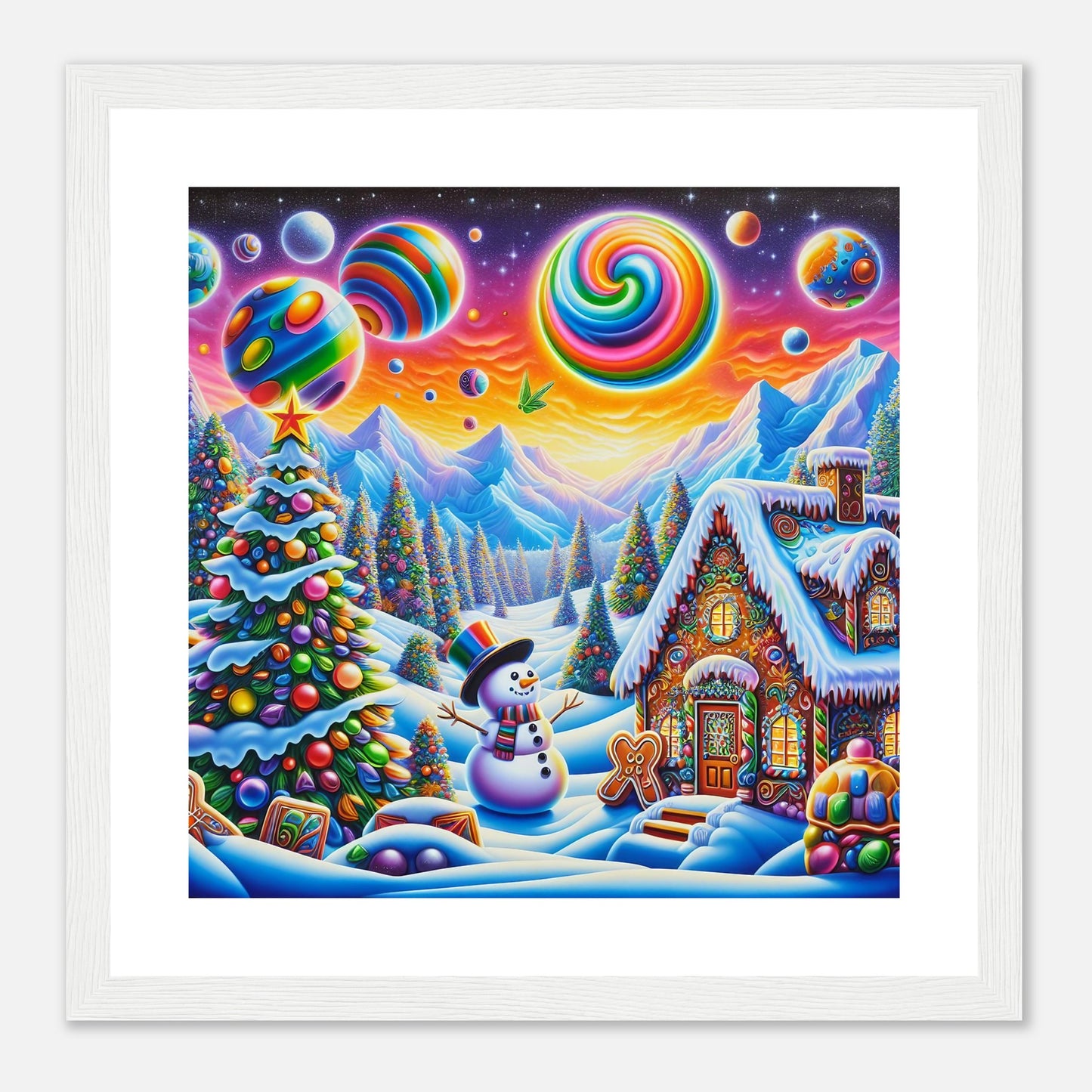 Wall Art - Winter 29 - Snowman and neon planets