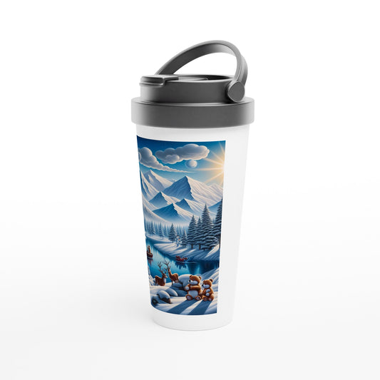 White 15oz Stainless Steel Travel Mug - Winter 171