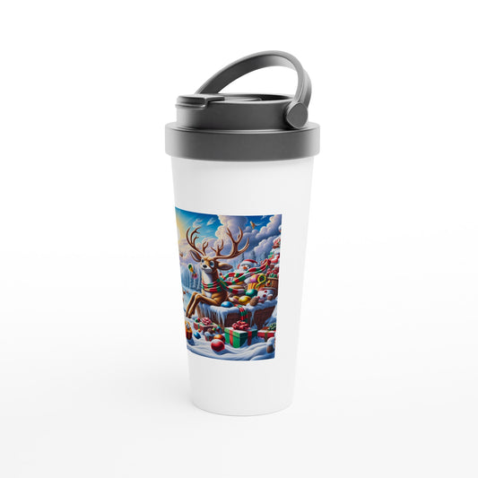 White 15oz Stainless Steel Travel Mug - Winter 117