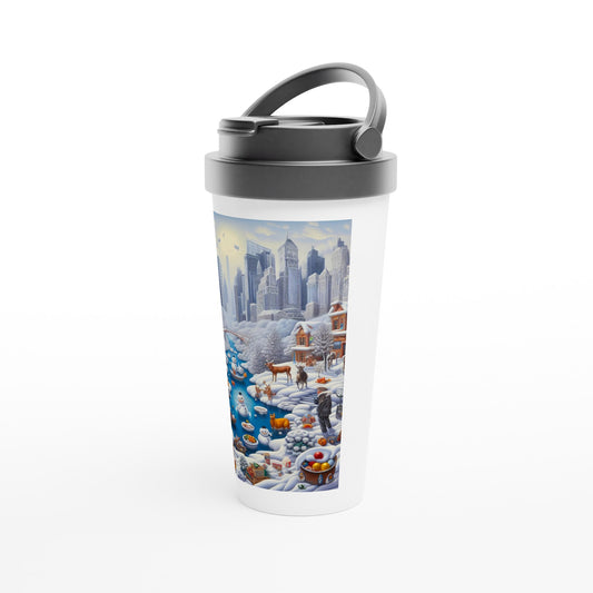White 15oz Stainless Steel Travel Mug - Winter 147
