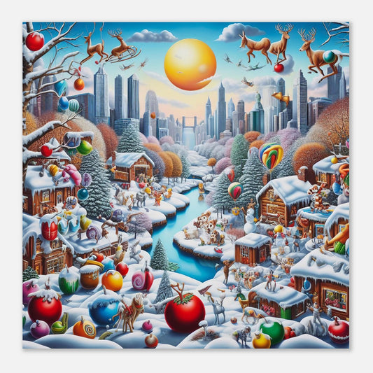 Wall Art - Winter 47 - Sun and a village