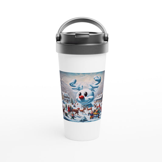 White 15oz Stainless Steel Travel Mug - Winter 102