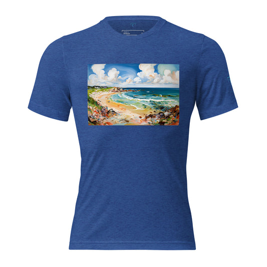 Men's Short Sleeve T-Shirt With Printed Logo On Left Shoulder - Beach 12002