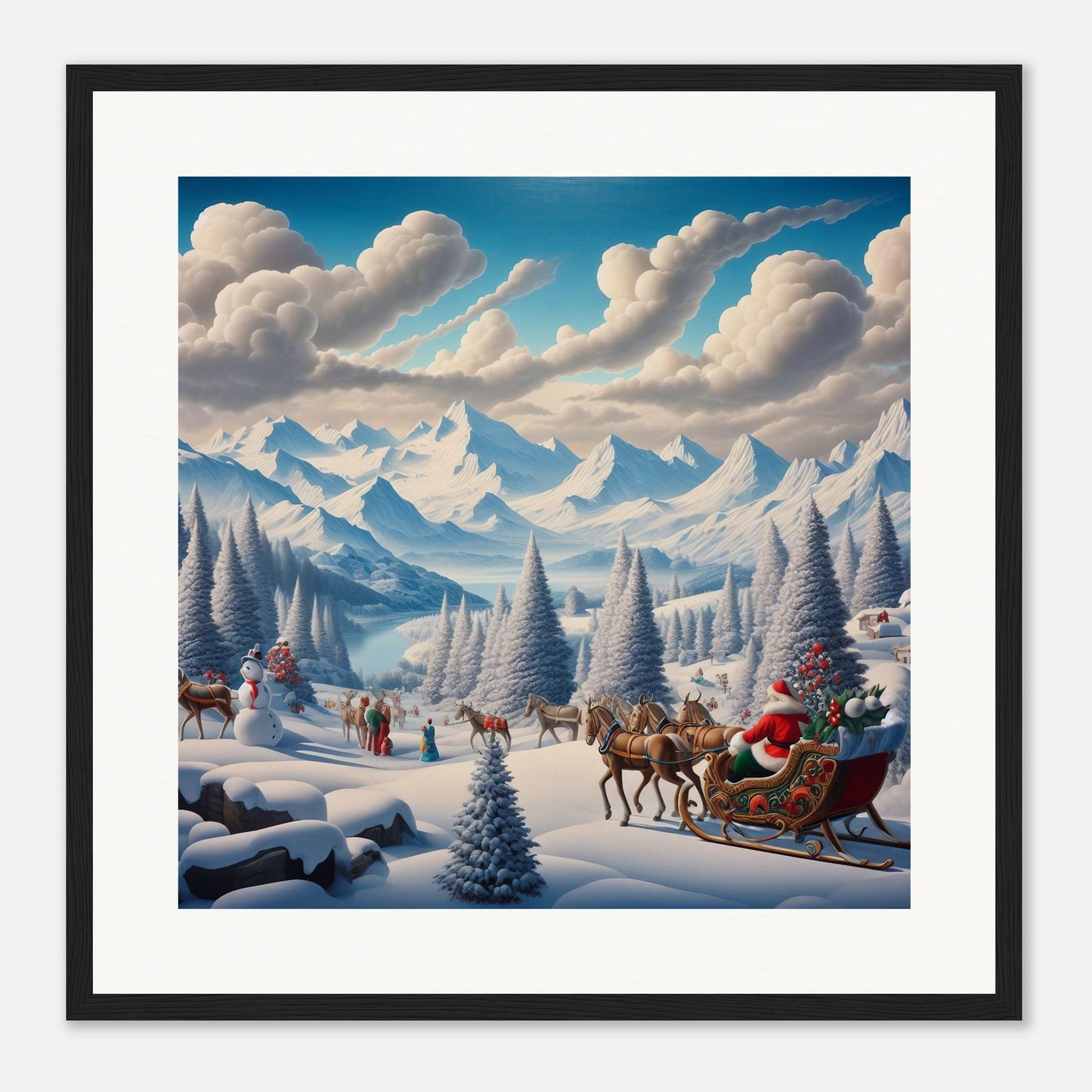 Wall Art - Winter 8 - Santa Claus, Sleigh, Mountains