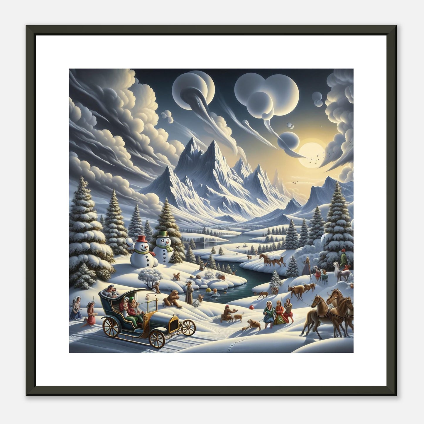 Wall Art - Winter 3 - Car, river, mountains