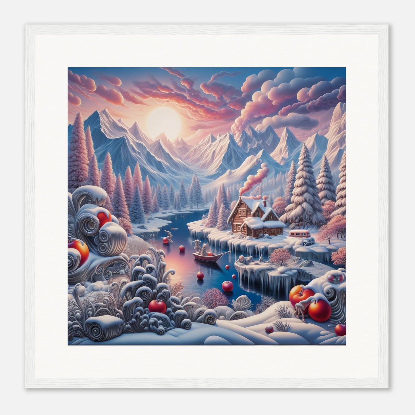 Wall Art - Winter 62 - Small boat on a river