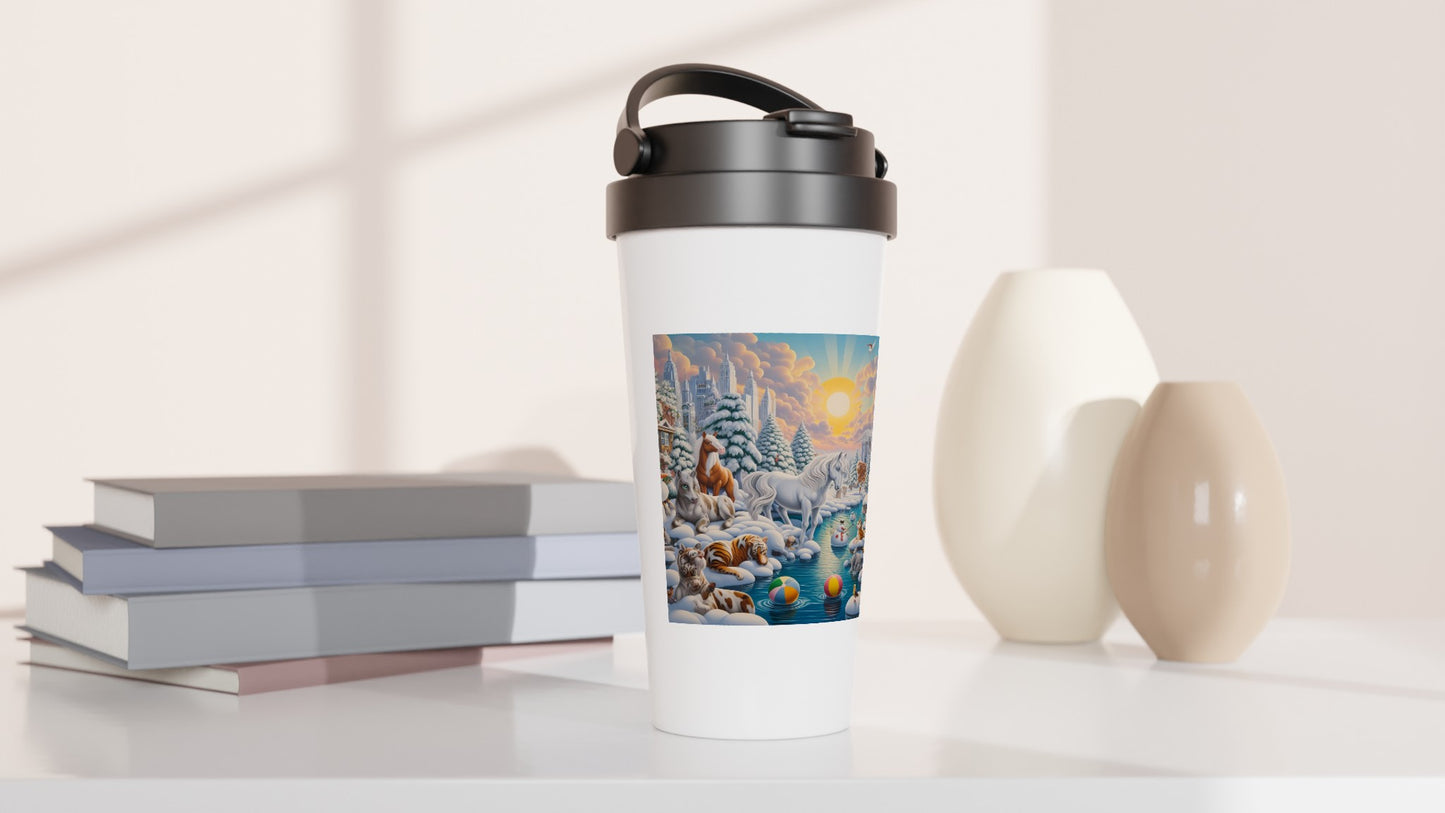 White 15oz Stainless Steel Travel Mug - Winter 66