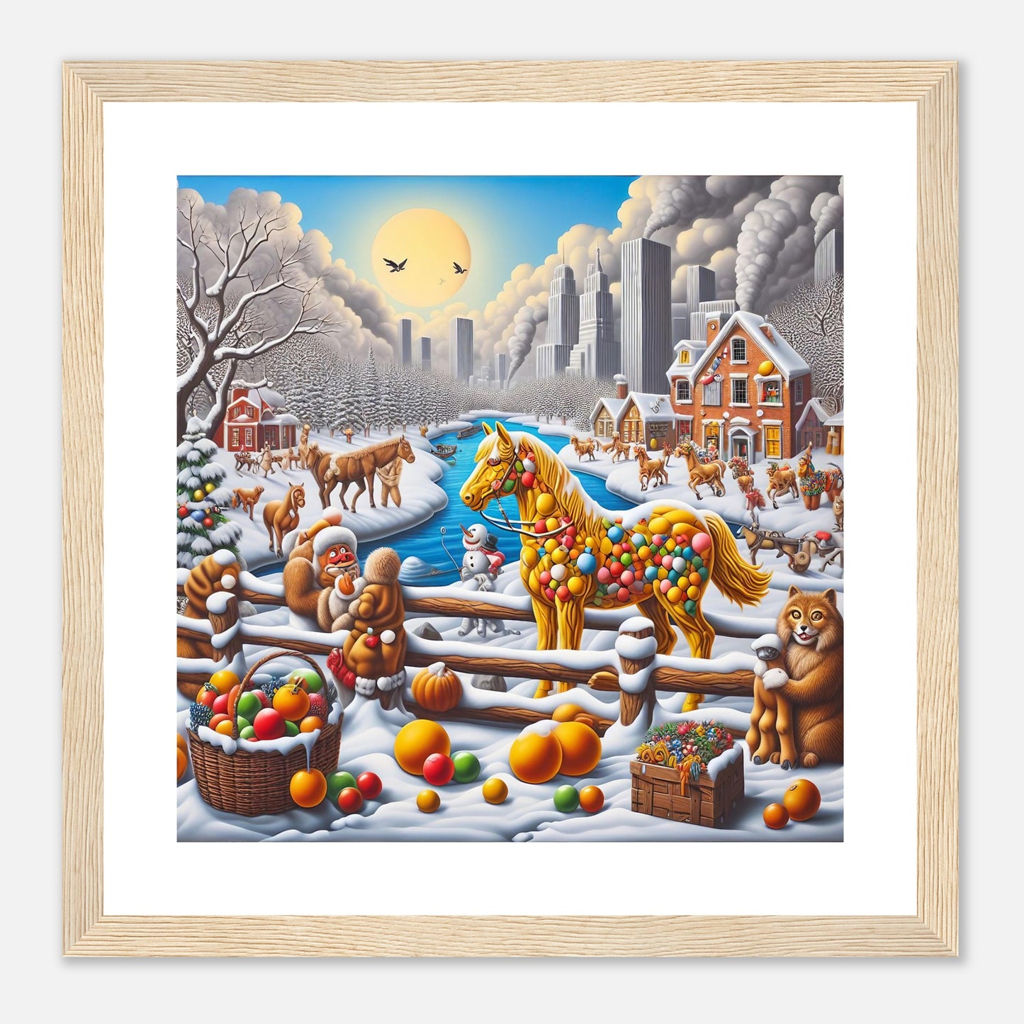 Wall Art - Winter 10 - Horse, Fruits, Houses and River