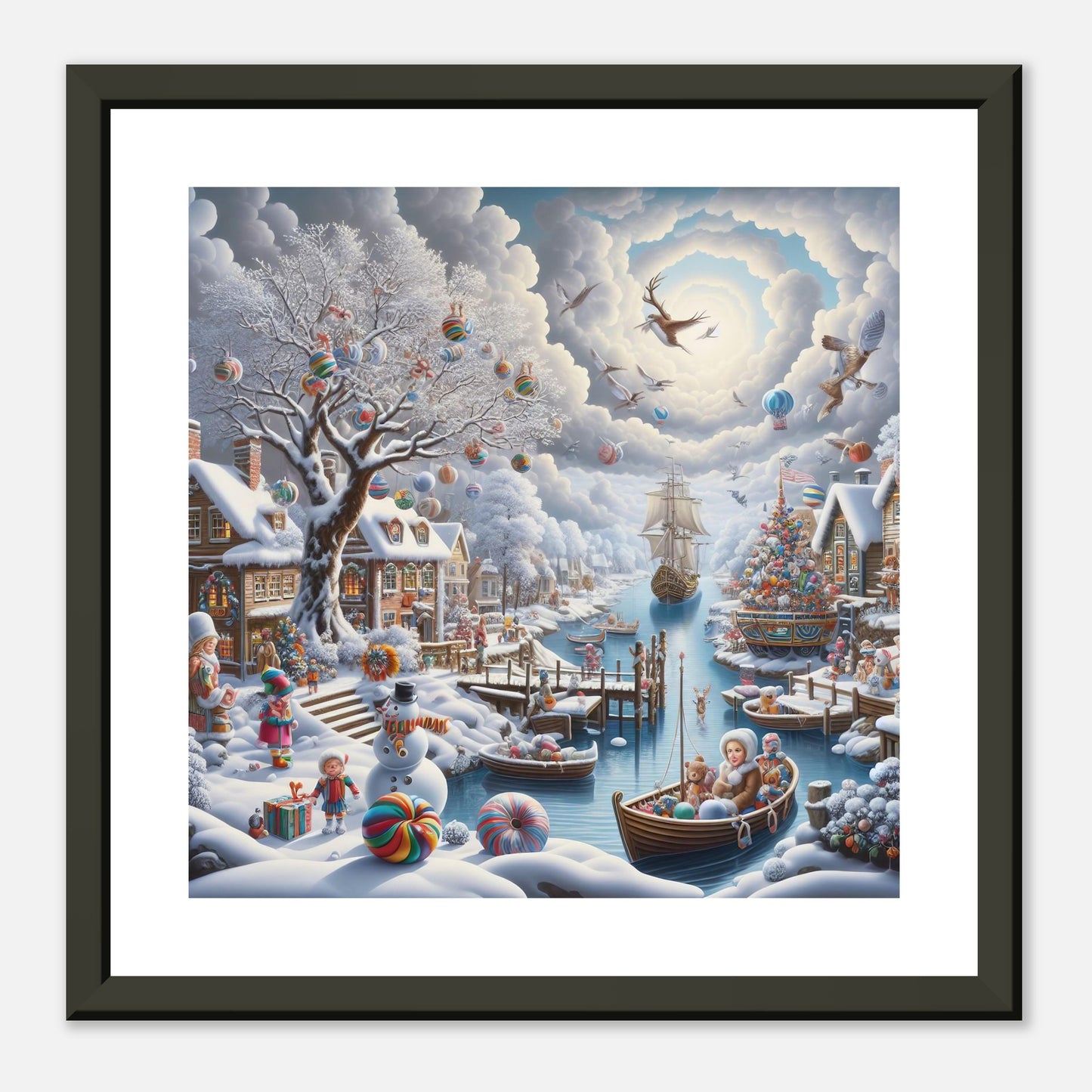 Wall Art - Winter 45 - Snowman and a sailing ship