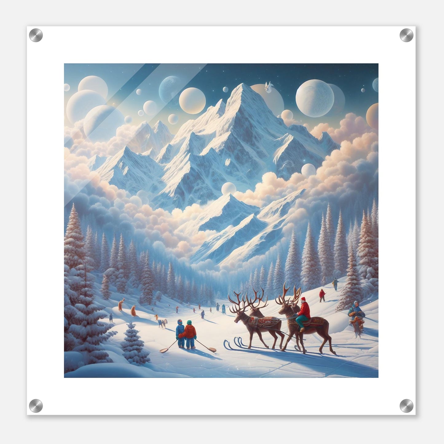 Wall Art - Winter 34 - Deer and planets