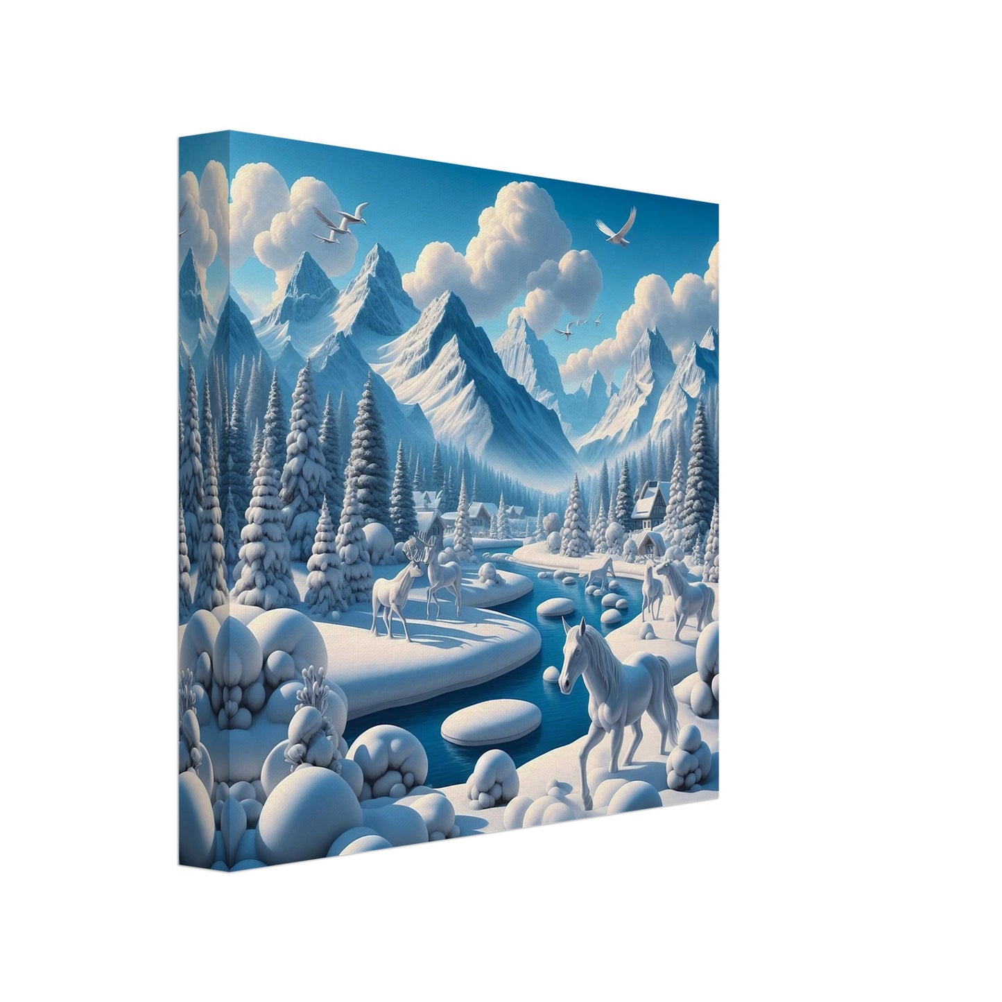 Wall Art - Winter 1 - Horses, deer and mountains