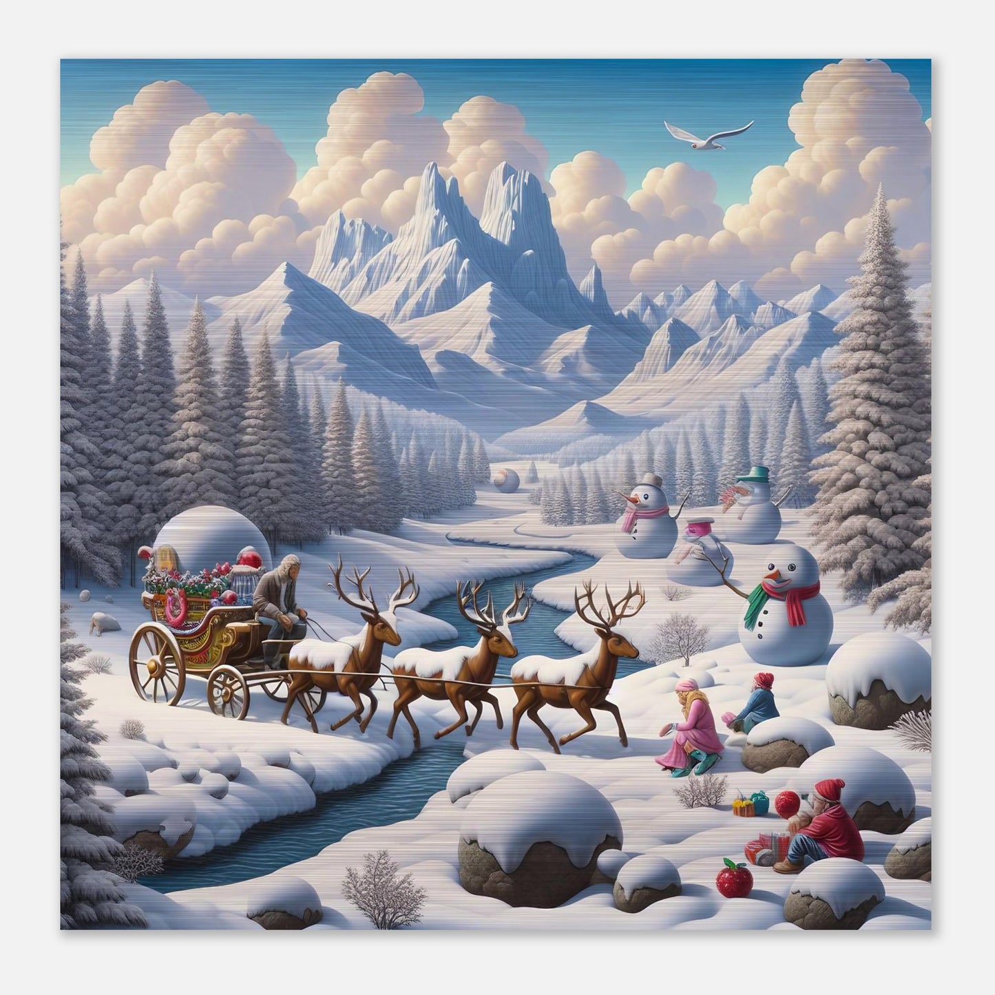 Wall Art - Winter 35 - Deer and snowmen