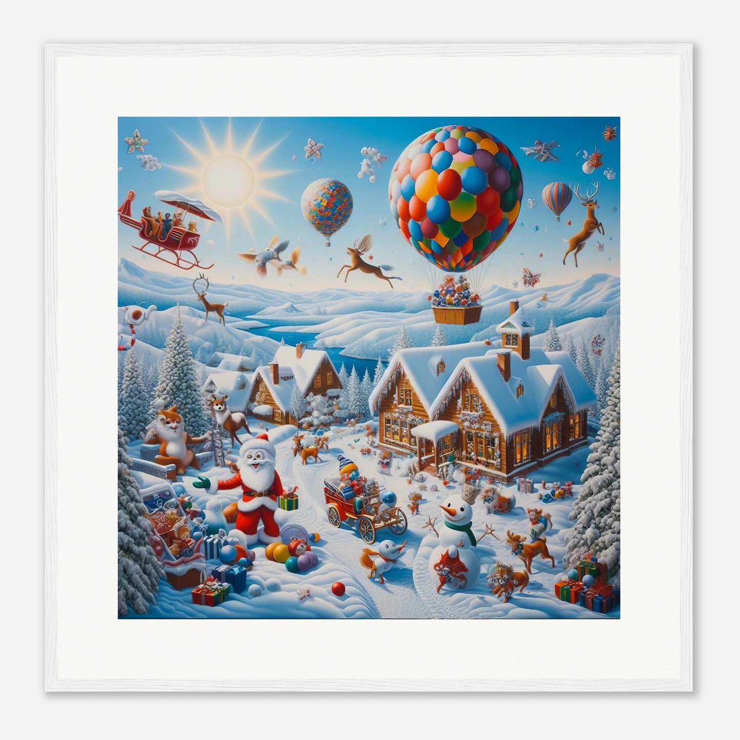 Wall Art - Winter 40 - Hot air balloon and snowman