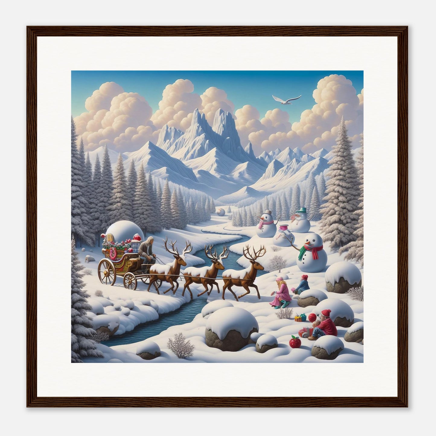 Wall Art - Winter 35 - Deer and snowmen