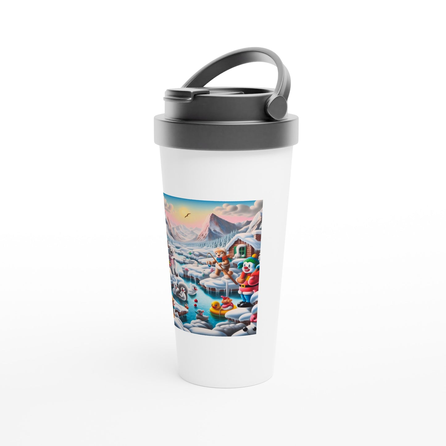 White 15oz Stainless Steel Travel Mug - Winter 150