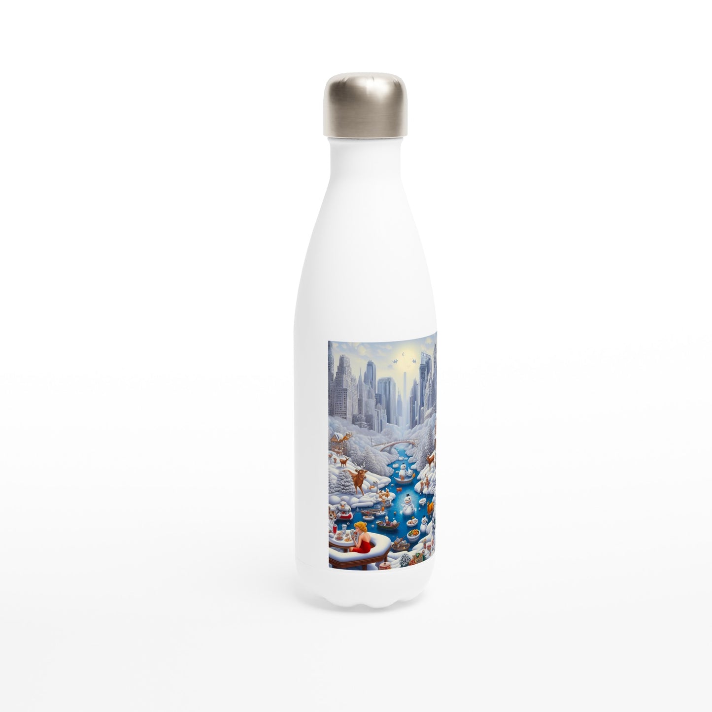 White 17oz Stainless Steel Water Bottle - Winter 147