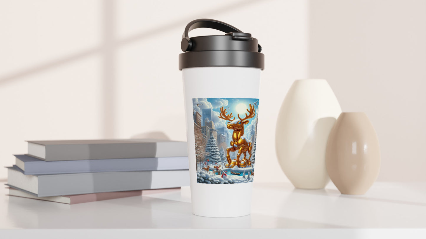 White 15oz Stainless Steel Travel Mug - Winter 84