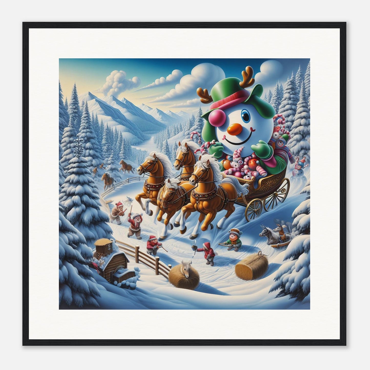Wall Art - Winter 63 - Snowman in a carriage