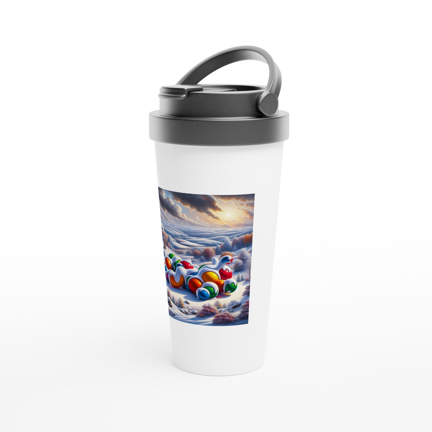 White 15oz Stainless Steel Travel Mug - Winter 157