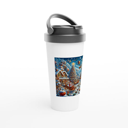 White 15oz Stainless Steel Travel Mug - Winter 103