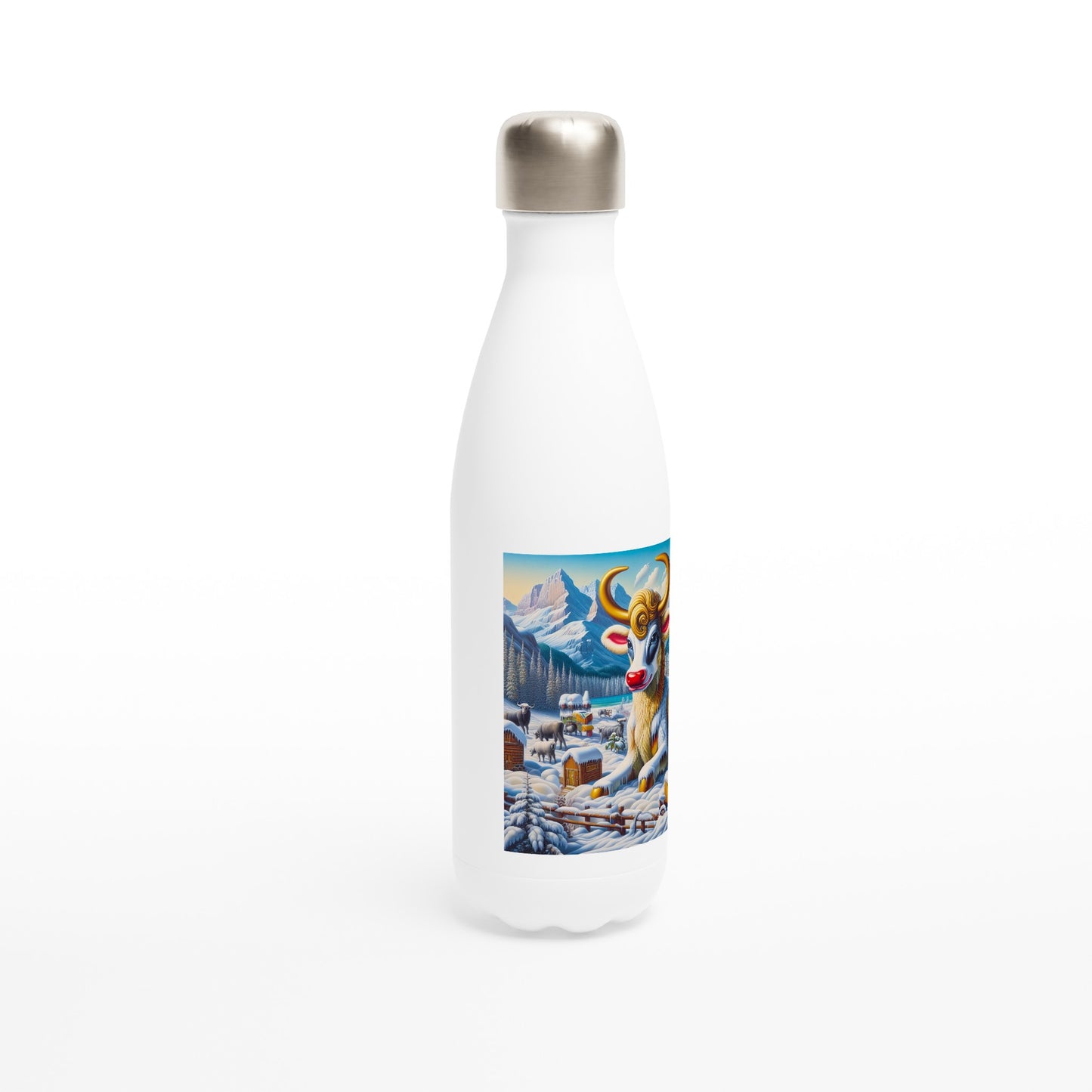 White 17oz Stainless Steel Water Bottle - Winter 70