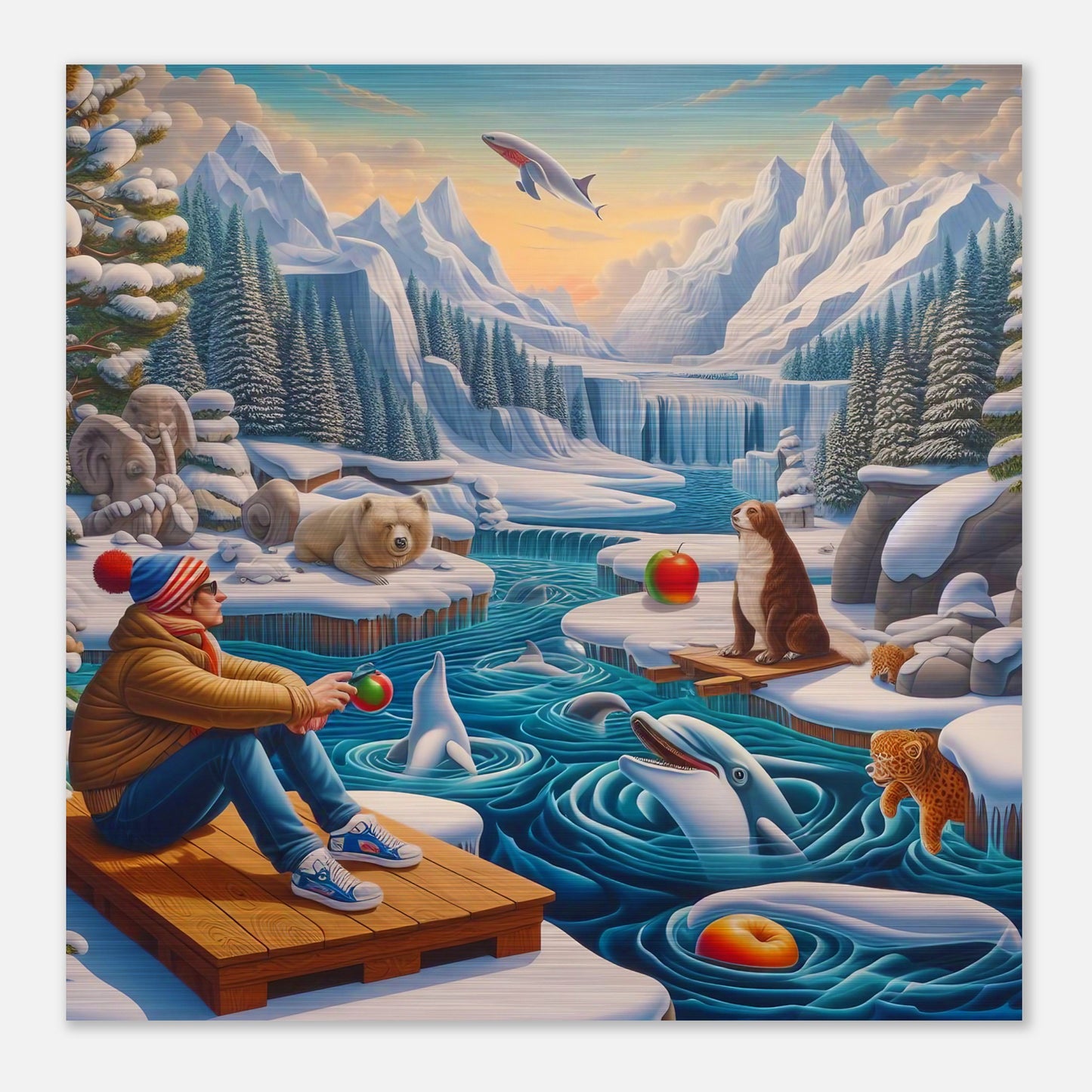 Wall Art - Winter 64 - Man by the river