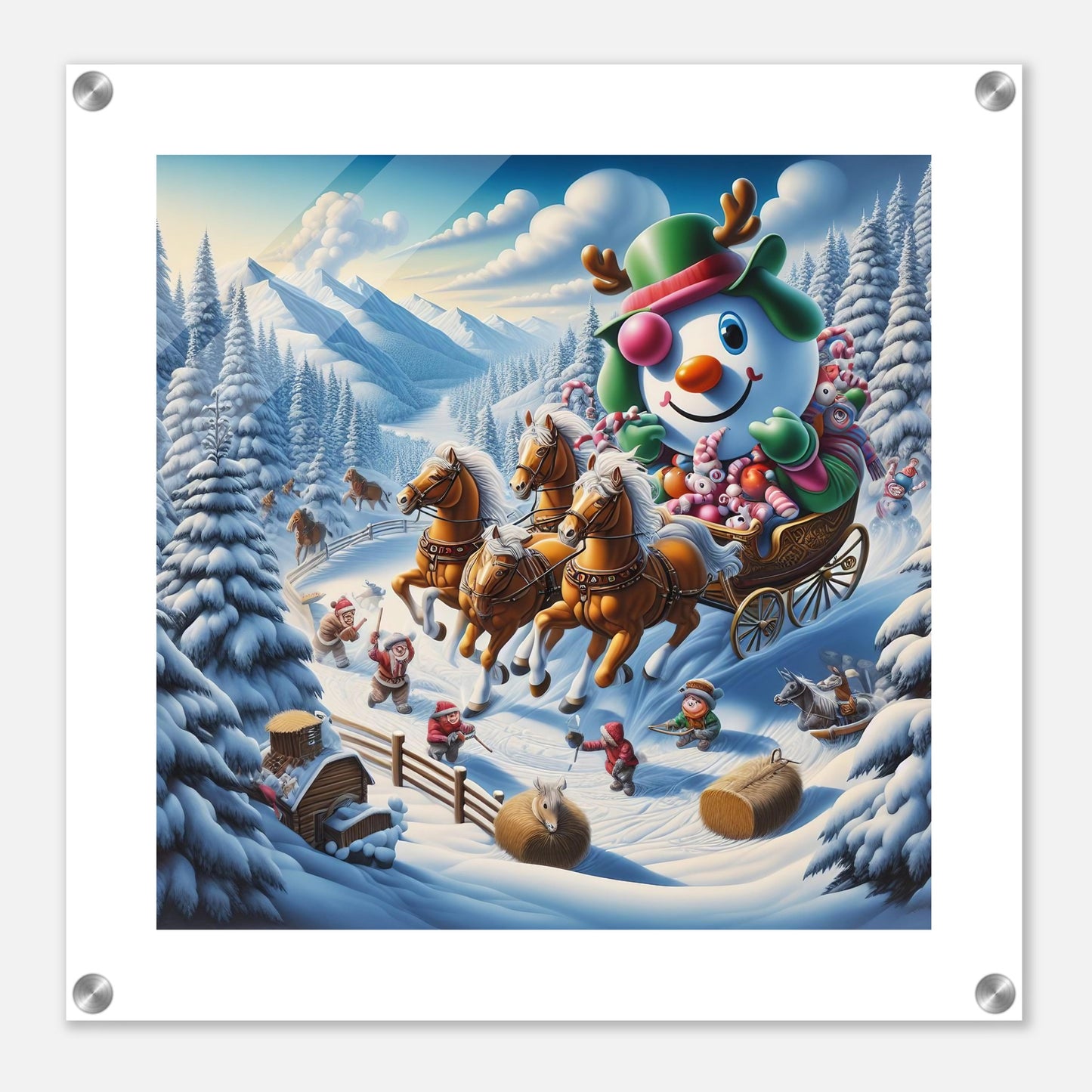 Wall Art - Winter 63 - Snowman in a carriage