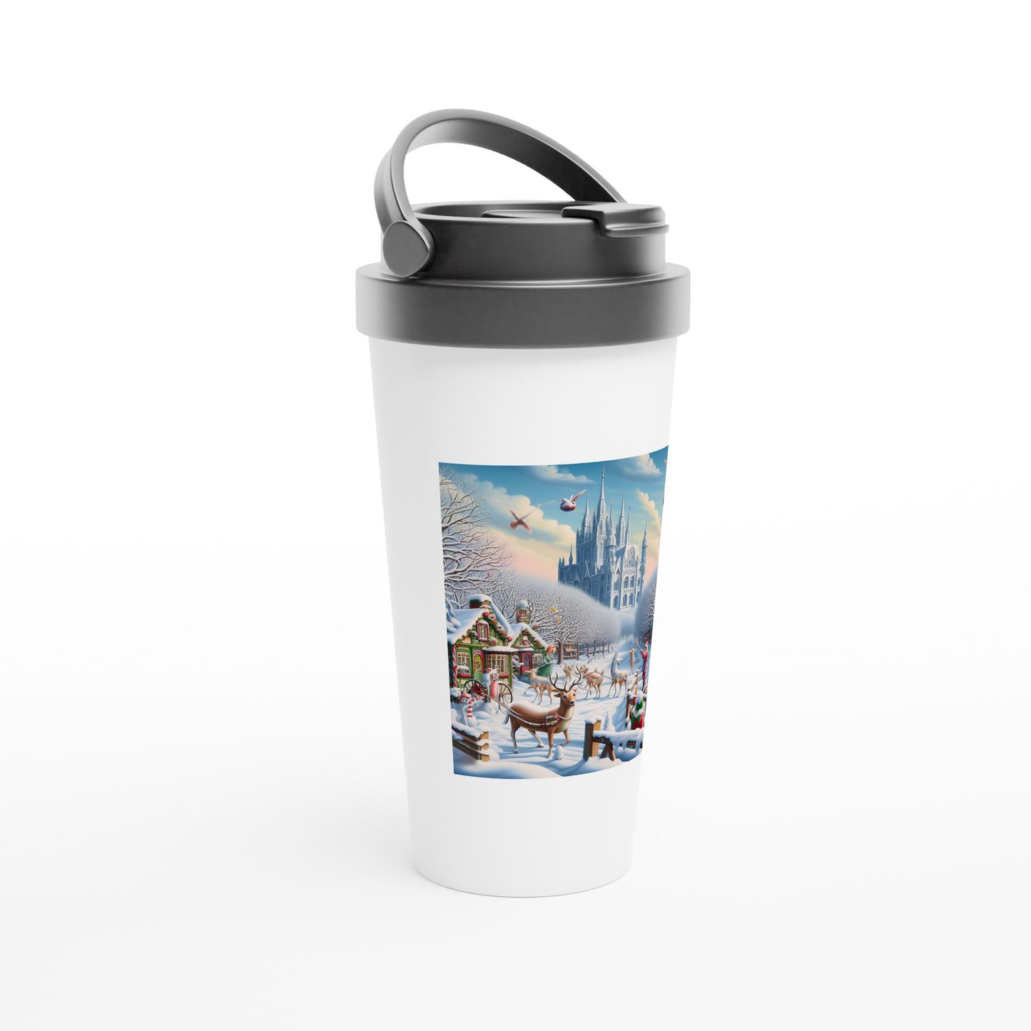 White 15oz Stainless Steel Travel Mug - Winter 58