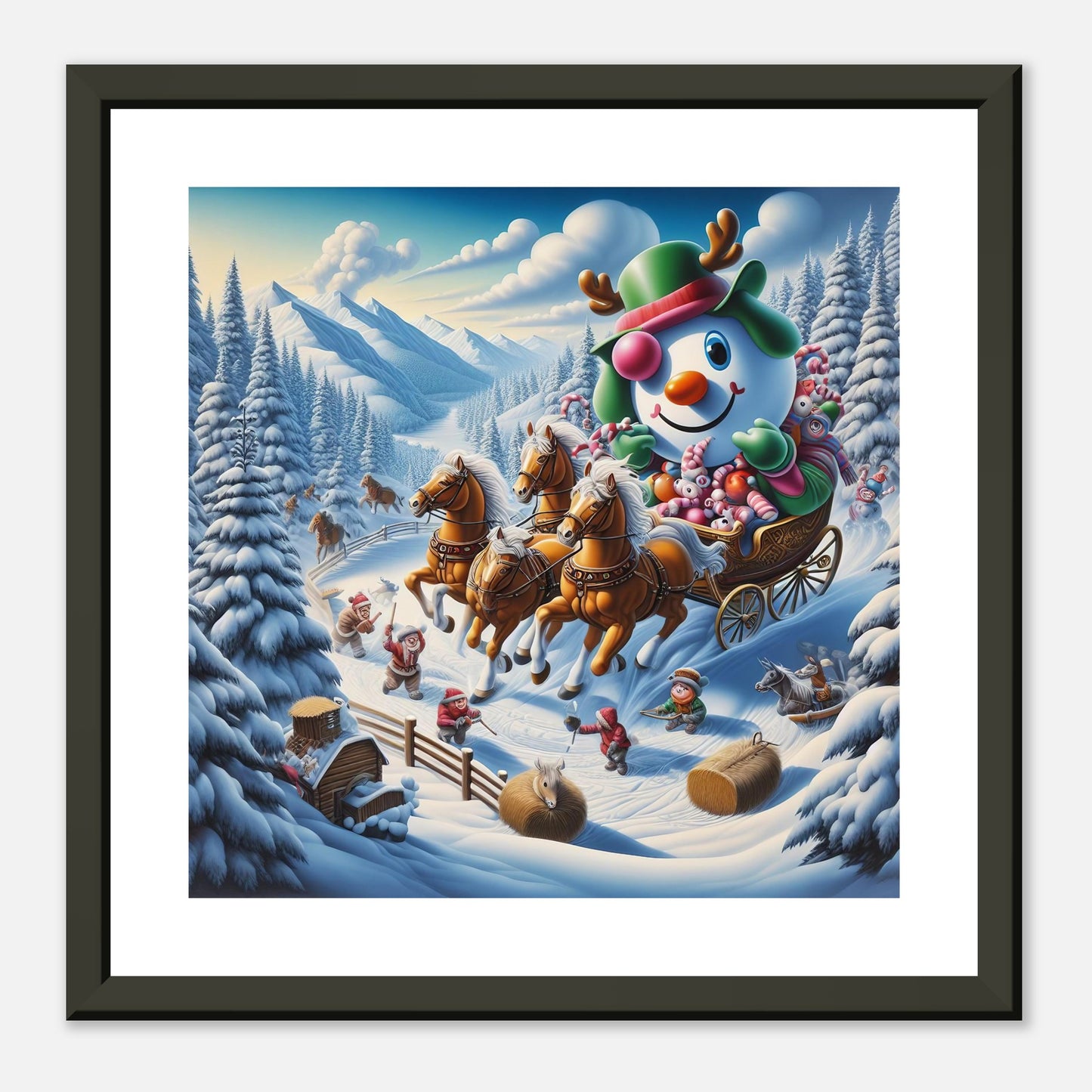 Wall Art - Winter 63 - Snowman in a carriage