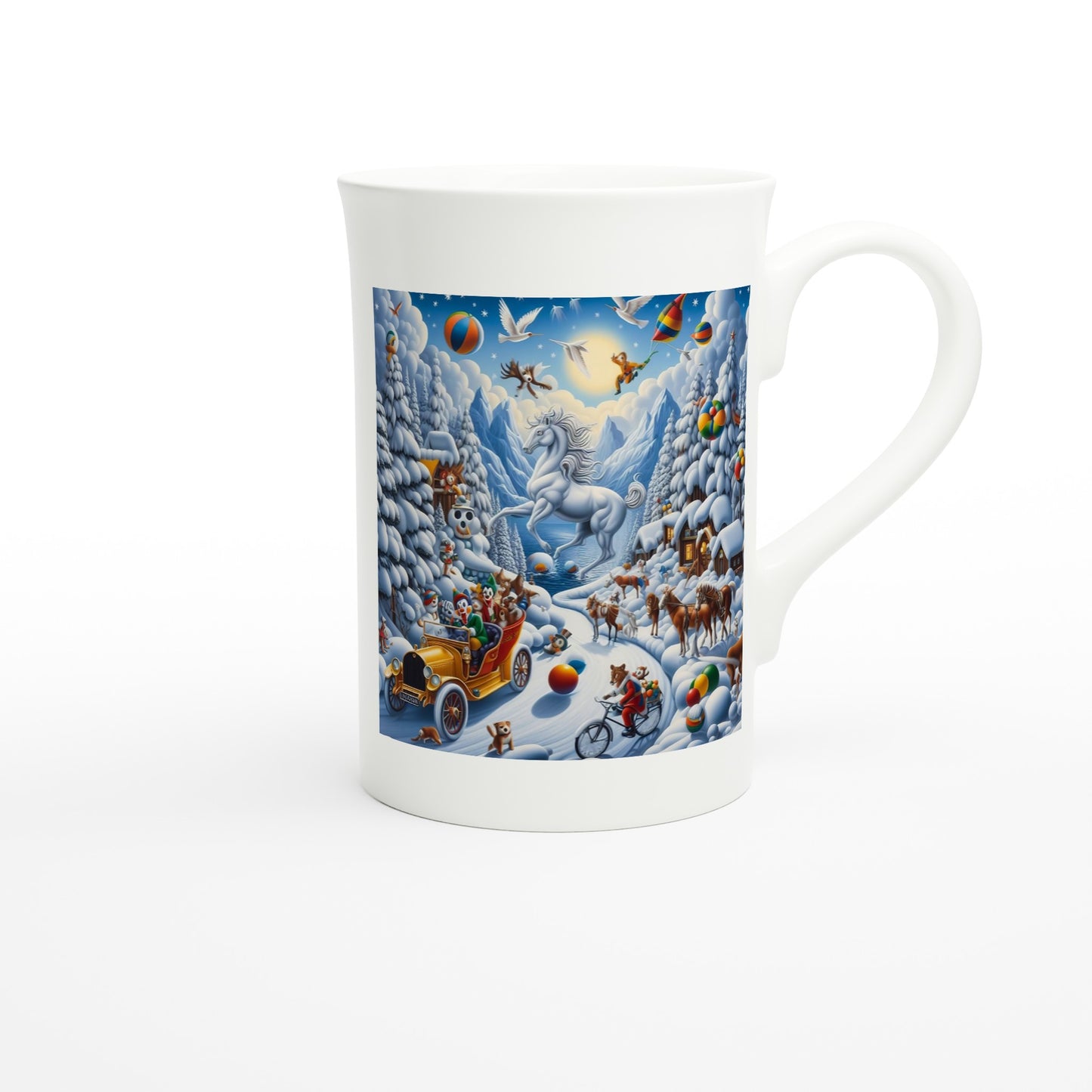 White 10oz Porcelain Slim Mug  - Winter 161