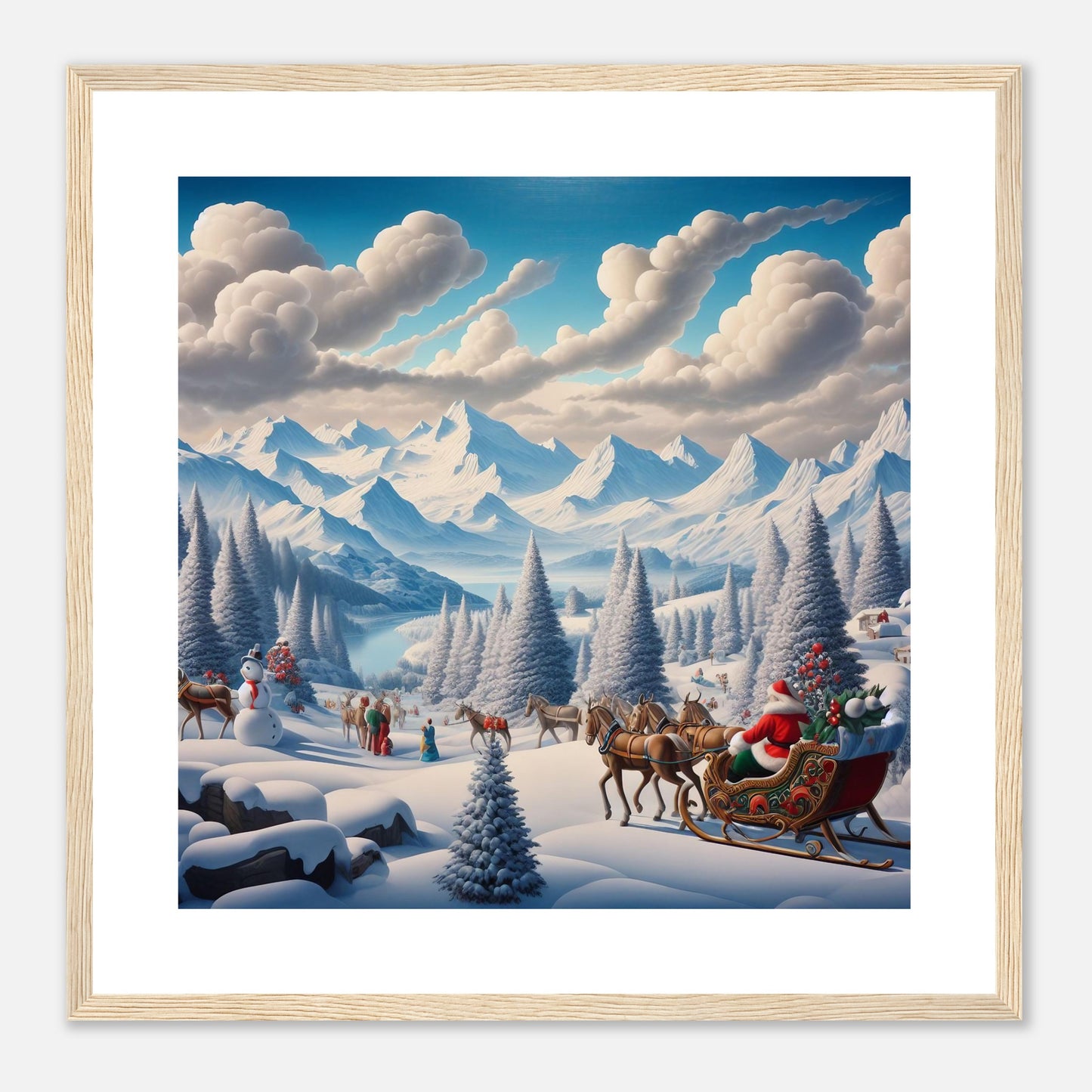 Wall Art - Winter 8 - Santa Claus, Sleigh, Mountains