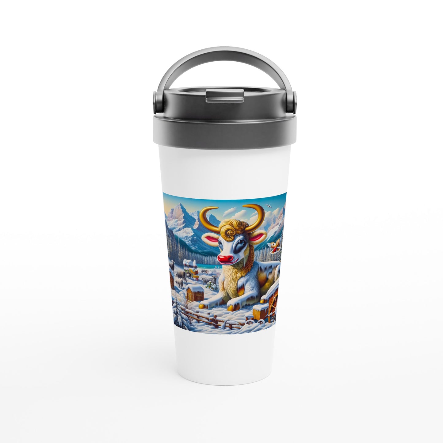 White 15oz Stainless Steel Travel Mug - Winter 70