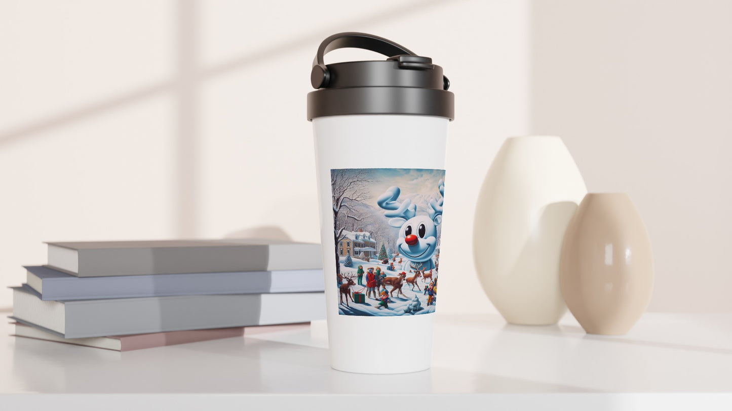 White 15oz Stainless Steel Travel Mug - Winter 102