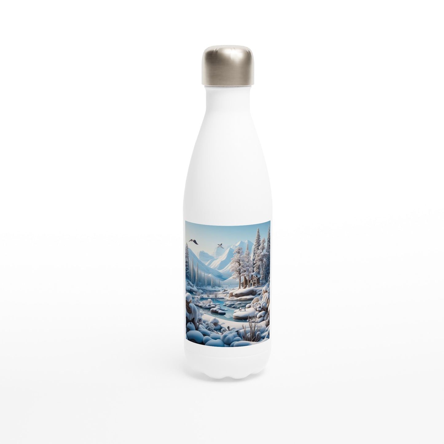 White 17oz Stainless Steel Water Bottle - Winter 99