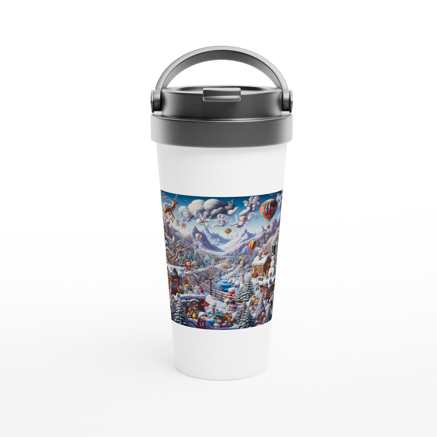 White 15oz Stainless Steel Travel Mug - Winter 146