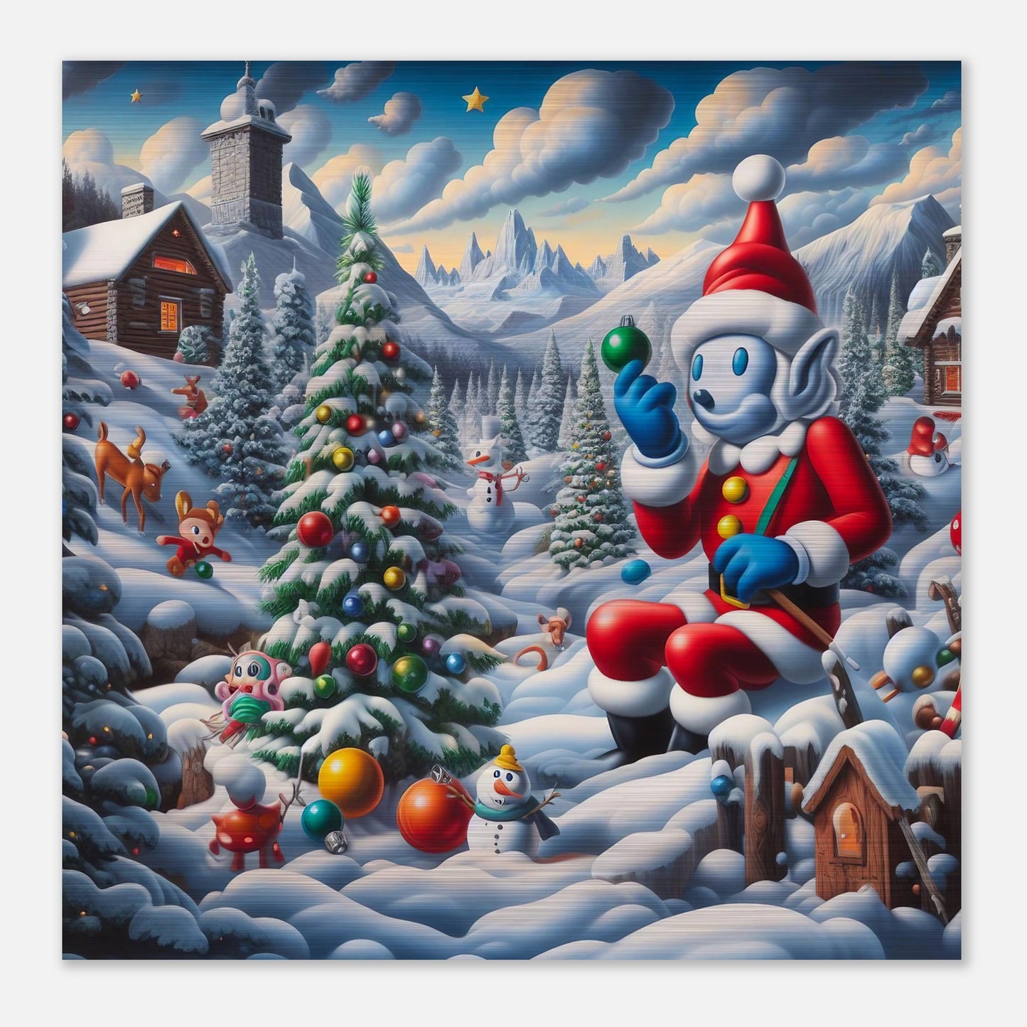 Wall Art - Winter 42 - Snowman and Christmas tree