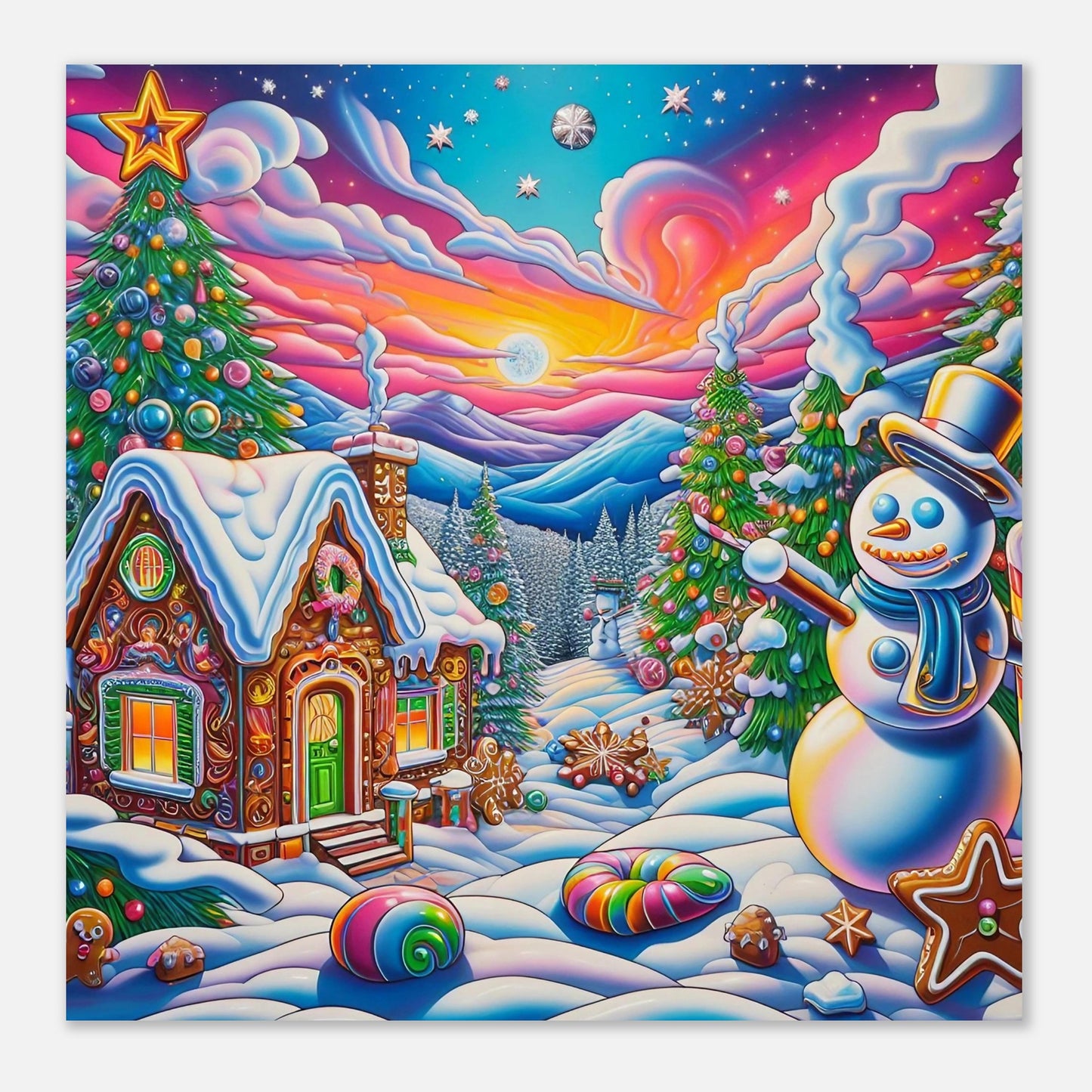 Wall art - Snowman and Gingerbread House