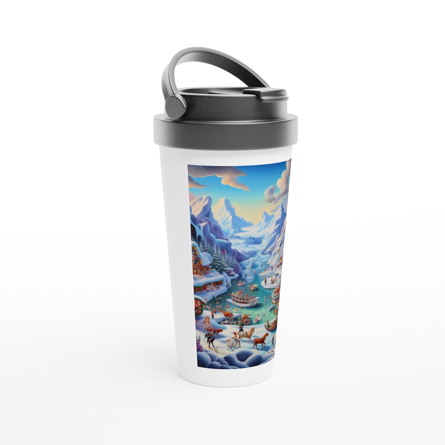 White 15oz Stainless Steel Travel Mug - Winter 169