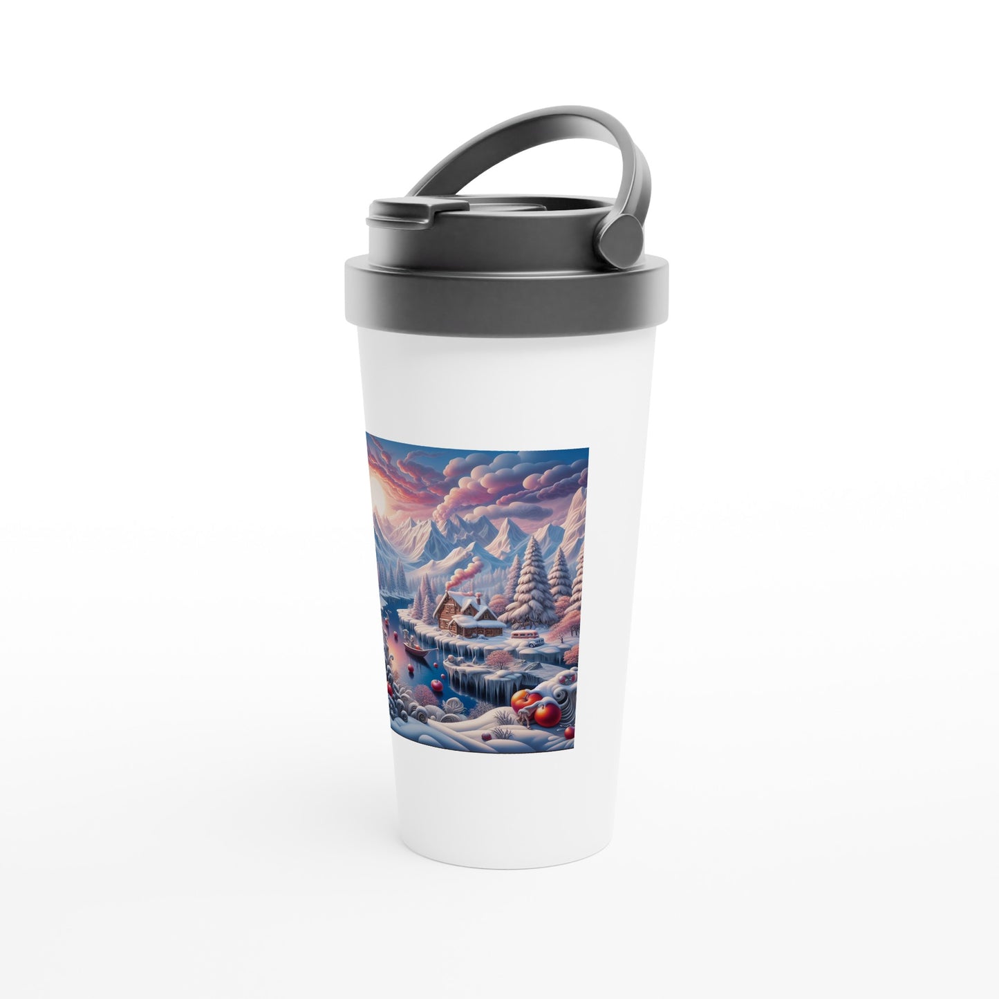 White 15oz Stainless Steel Travel Mug - Winter 62